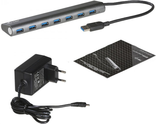 i-tec USB Hub 7 Ports USB 3.2 with USB-A Connecting to a Computer Gray