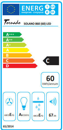 Tornado Solano 860 (60) Schiebbarer Dunstabzug 60cm Schwarz