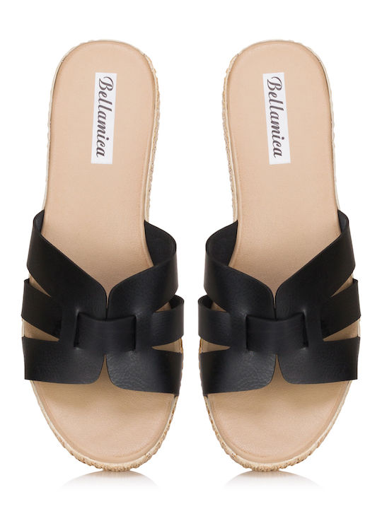 Women's Synthetic Leather Platform Wedge Sandals Black