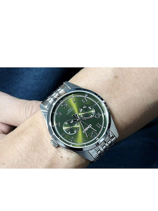 Casio Мъжки Часовник 50мм Хронограф На Батерия Със Сребрист Ацетилен Механизъм