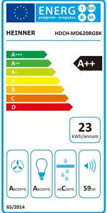 Heinner Απορροφητήρας Καμινάδα 60cm Μαύρος