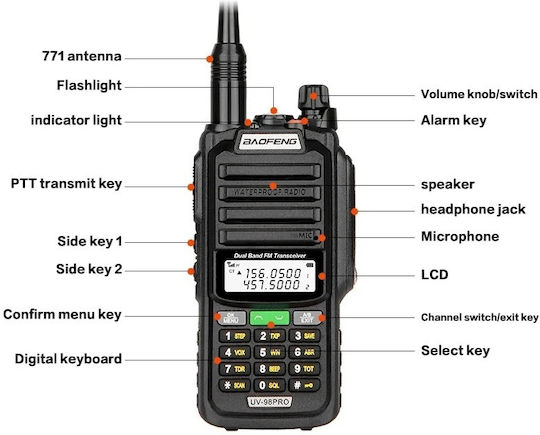Baofeng Uv98-pro Wireless Transceiver UHF/VHF 8W with Monochrome Screen In Orange Color