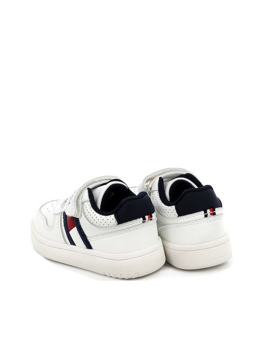 Cut Lace-up Kids Sneakers with Scratch White