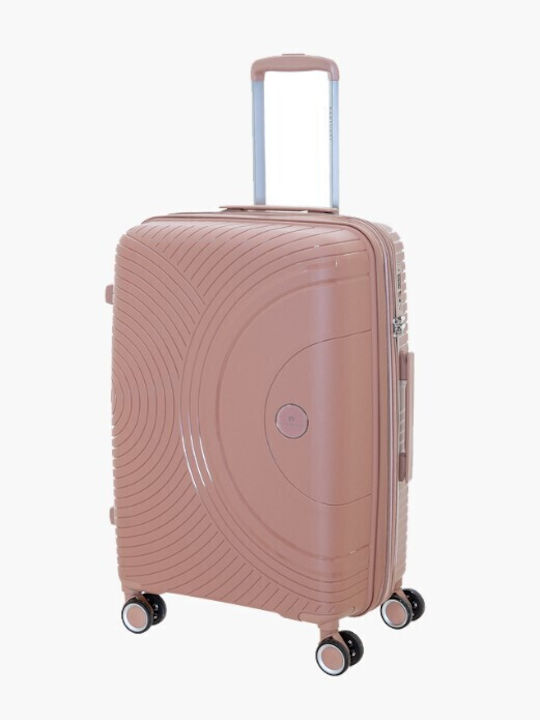 Bartuggi Cabin Hard Pink Suitcase With 4 Wheels Height 55cm