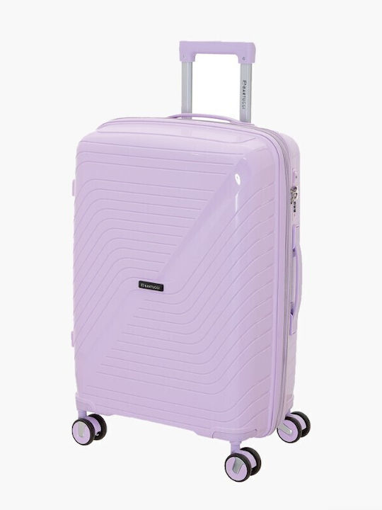 Bartuggi Large Hard Purple Suitcase With 4 Wheels Height 76cm