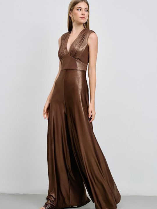 Women's Sleeveless One-piece Suit Brown