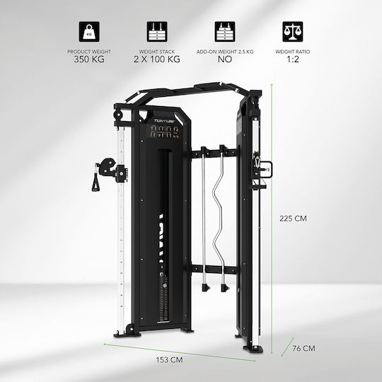 Tunturi Platinum Functional Trainer Power Rack/Multifunktionales Trainingsgerät mit Gewichten 200kg (2x100kg)
