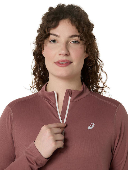 Icon Women's Blouse Long Sleeve with Zipper Burgundy