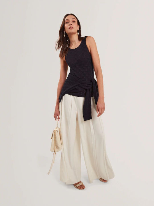 Yuna Touch Of Silk Women's Summer Blouse Sleeveless Dark Blue