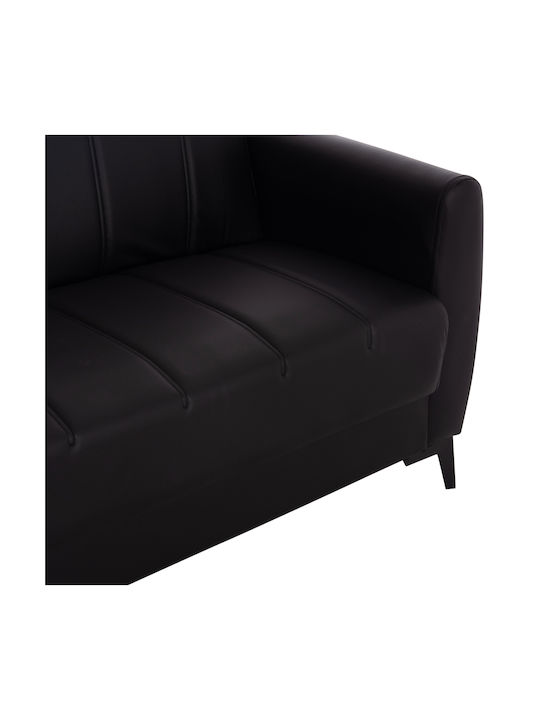 Nikko Two-Seater Couch Bed Artificial Leather with Storage Space Black 144x75x84 cm