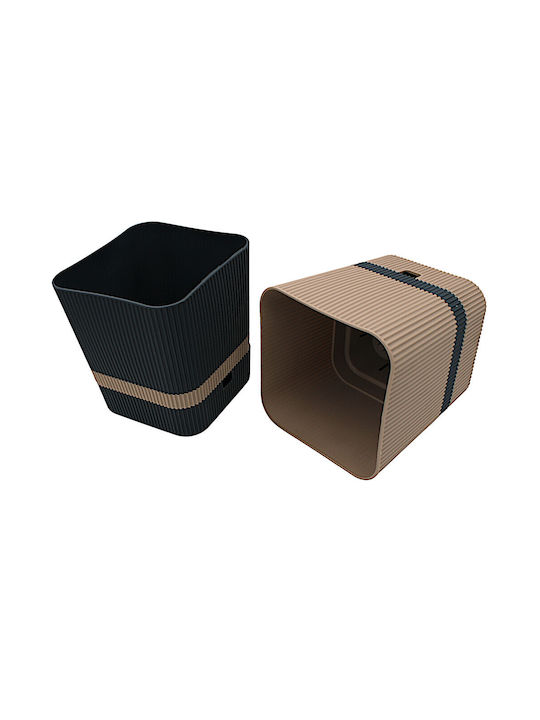 Topf Kunststoff Two-tone Beige mit Untersetzer 16x18x15cm.