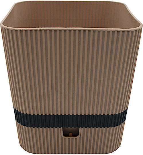Topf Kunststoff Two-tone Beige mit Untersetzer 16x18x15cm.