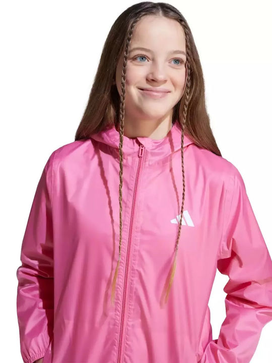 Waterproof Kids' Sports Jacket Windproof with Hood Pink