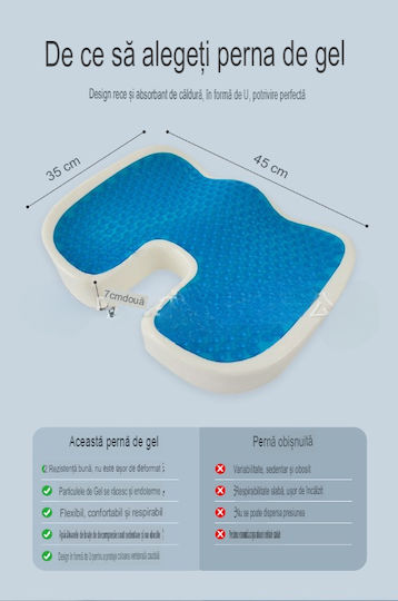 Back Support Seat Cushion with Memory Foam 45x35x7cm Black