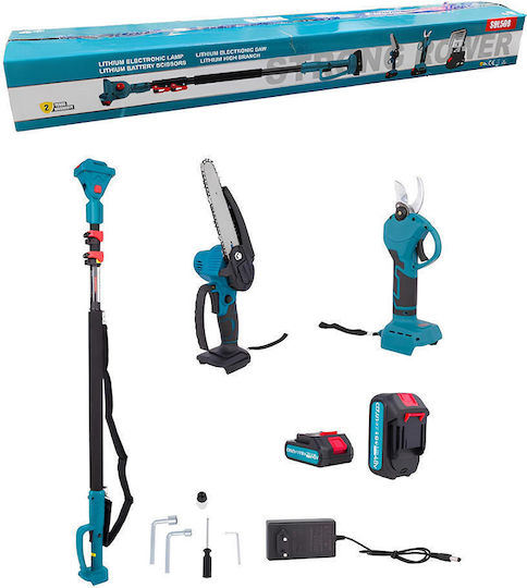 2056123 Set Kettensäge & Baumschere 168V mit 2 Batterien 5Ah mit und Teleskopstange