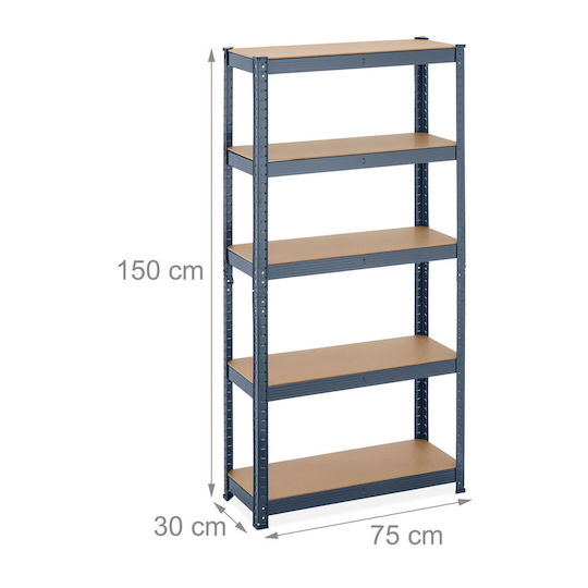 Relaxdays Raft Dexion 75x30x150cm Cu 5 Rafturi Rezistență Totală 875kg