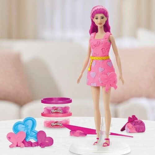 Hasbro Play-doh Barbie Hearts Hair Doll Set Σετ G1357
