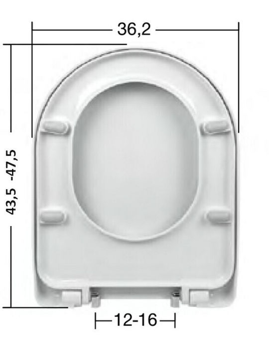 EVIOP Capac WC Închidere lentă din plastic Alb