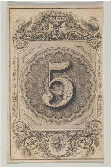 Banknote Motif Number Fivefold Painting on Canvas 40x50cm