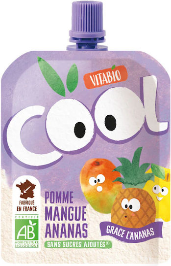 Vitabio Био Сок Cool Fruits Ябълка, манго, ананас и ацерола Без захар 90мл 1бр