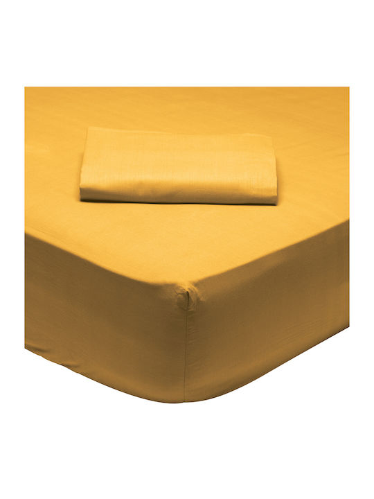 Das Home Σεντόνι Ημίδιπλο με Λάστιχο 120x200+35εκ. Ώχρα