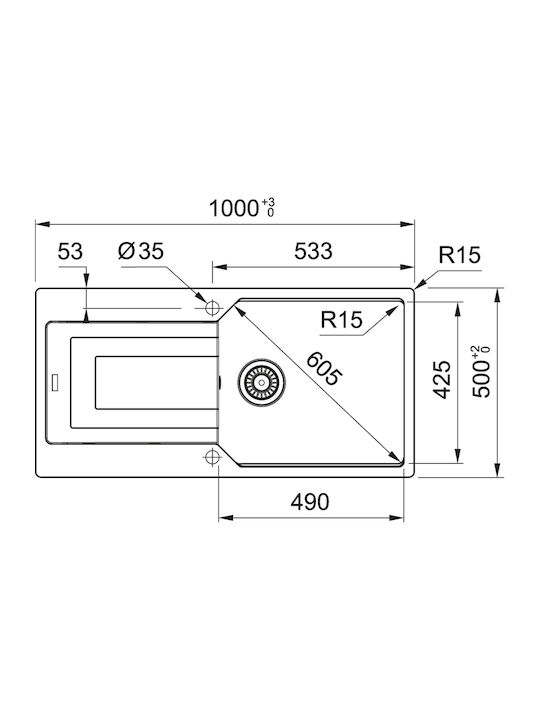 Franke Urban Ubg 611-100 1140687691 Drop-In Chiuvetă din Granit Sintetic L100xW50cm Bej