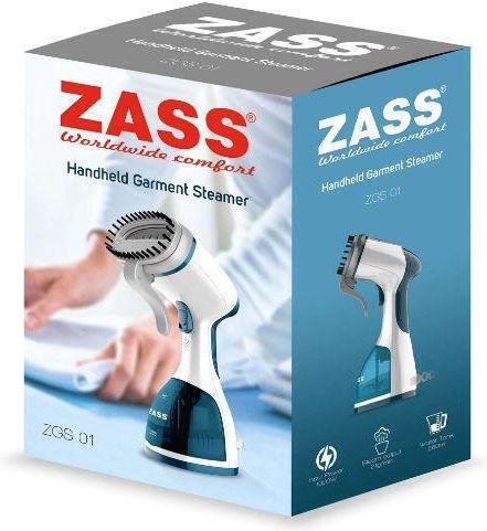 Zass ZGS 01 Гладач за дрехи Чанта за ръка 1000W с резервоар 260мл Бял