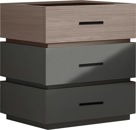 Bedside Table Sonlen Wooden Brown 60x40x66cm