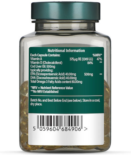Holland & Barrett Cod Liver Oil Ulei de ficat de cod 500mg 60 capace