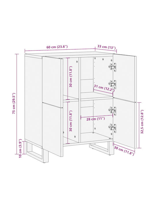 Kleiderschrank Büro Λευκό Και Μαύρο 60x33.5x75cm