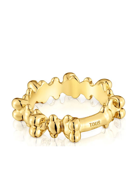 Tous Silver Gold Plated Ring Γυναικείο Δαχτυλίδι από Ασήμι Επιχρυσωμένο