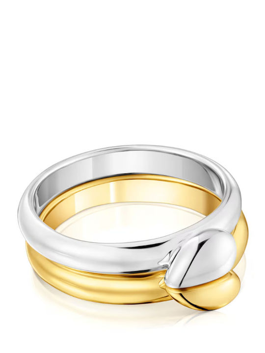 Tous Heart 2 Tone Ring made of Silver Gold Plated