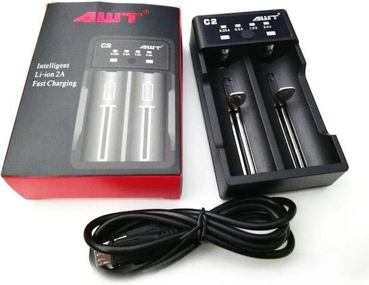 L2 USB Charger For 2 Batteries Size 18650/21700/16340/26650/14500