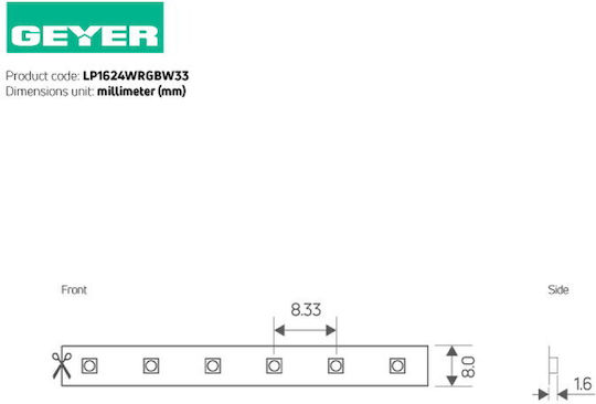 Geyer Waterproof LED Strip 24V RGBW Light 5m