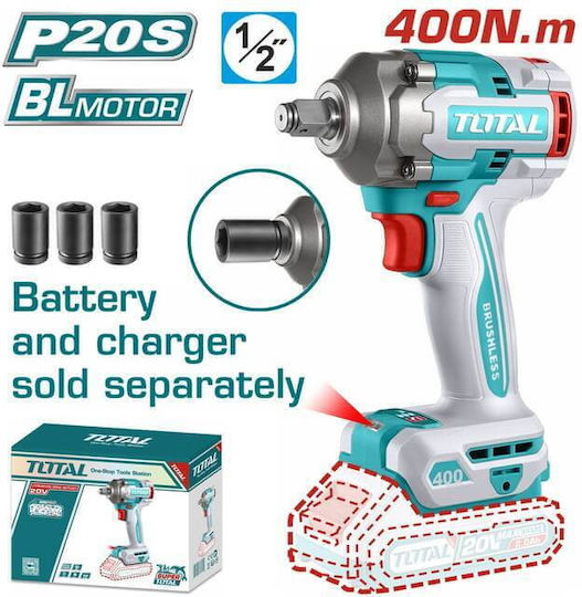 Total Brushless Impact Wrench Battery 20V Solo with Socket 1/2"