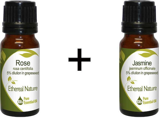 Set Für Ätherische Öle mit Edel-Dilution Ρόδο 5% 10ml + Γιασεμί 5% 10ml Σταφυλέλαιο Nature & Body