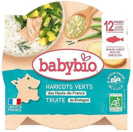 Babybio Baby Meal with Flavor Trout and Green Beans 230gr for 12+ Months