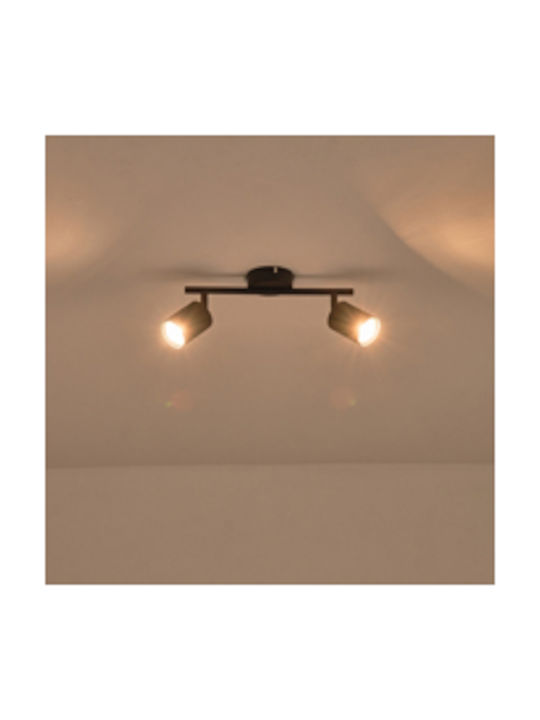 Eurolamp Double Spot with Socket GU10 in Black Color