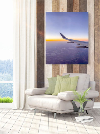 Painting Airplane Wing Over Sunrise Horizon Wing Airplane Over Sunrise Horizon 50x80