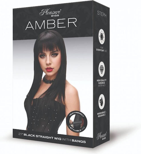 Lange Schwarze Perücke Pleasure Wigs Amber Schwarz