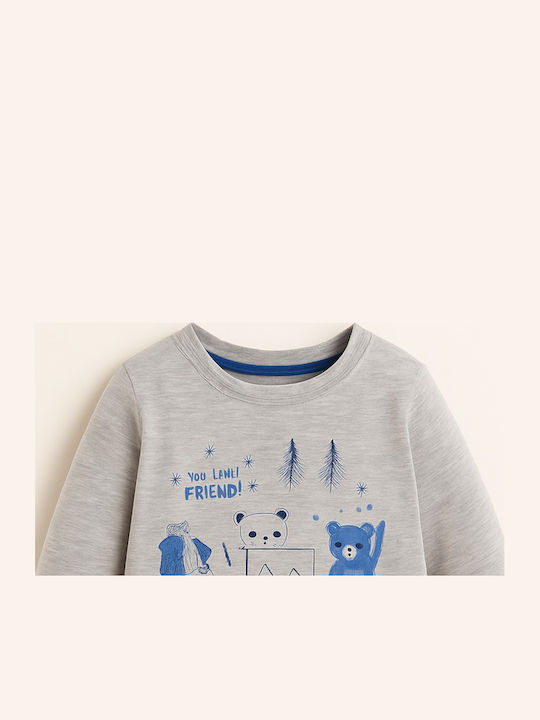 Kids' Shirt Long Sleeve Gray Cute Little Friends