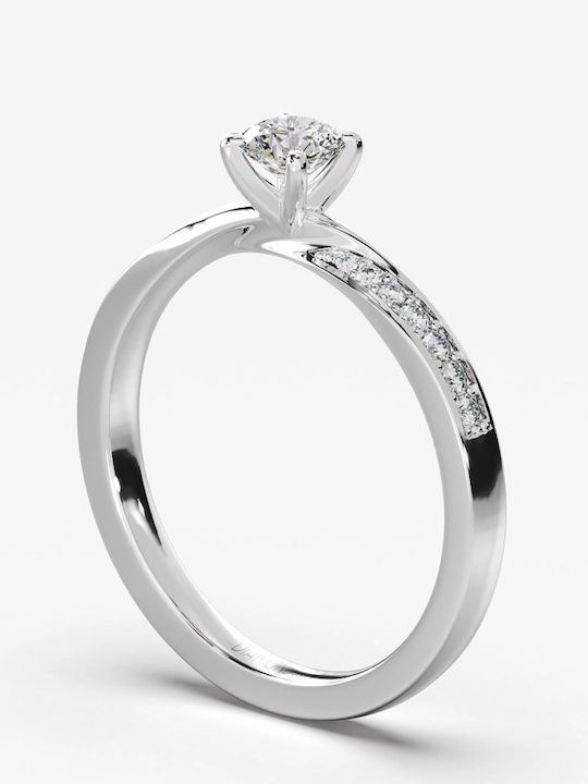 Diamond Jools Single Stone Ring From 18K White Gold Diamond Jools Single Stone Ring From 18K White Gold