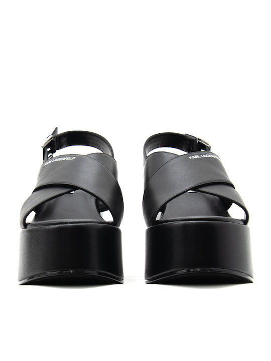 Women's Leather Platform Shoes Black