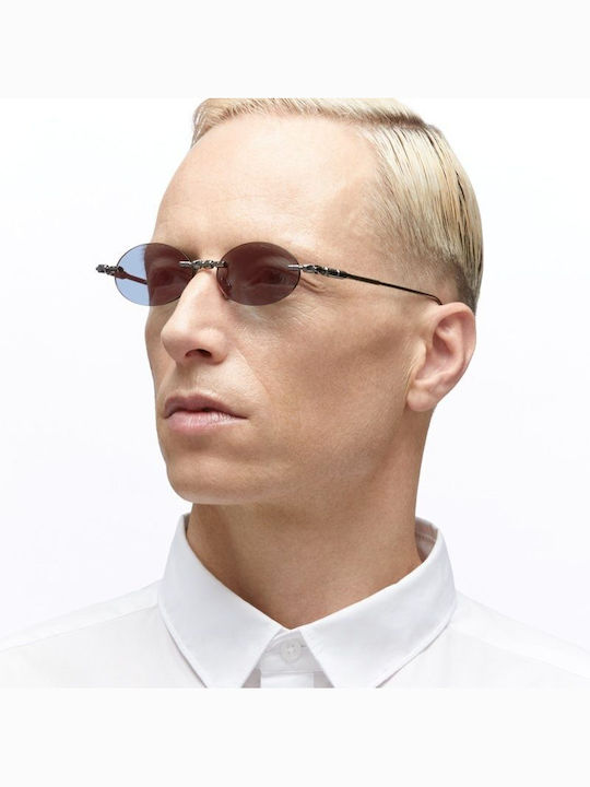 Kuboraum Maske Men's Sunglasses with Silver Metal Frame and Silver Mirror Lens