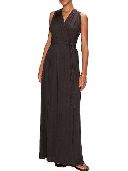 Sommer Maxi Damenkleid Wickel Anthrazit