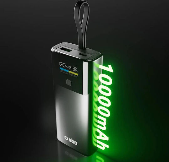 SBS Power Bank 10000mAh 20W cu Port USB-A și Port USB-C Livrarea energiei Gri