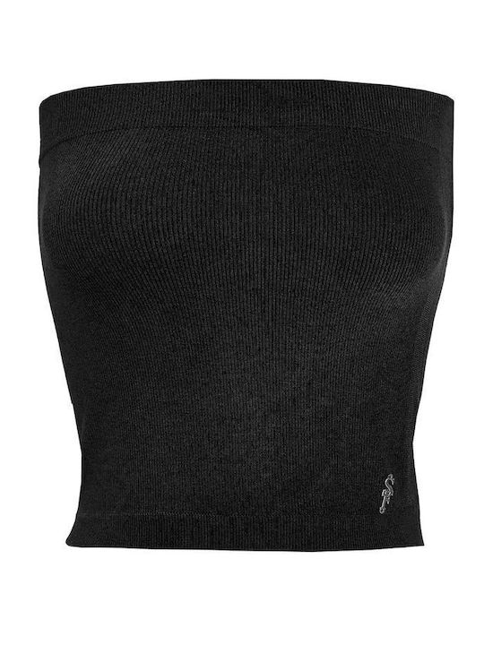 Bluza Damă Crop Top Neagră