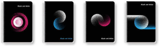 Black & White Spiral Notebook Ruled 3 Subjects Dots 1pcs (Μiscellaneous Designs)