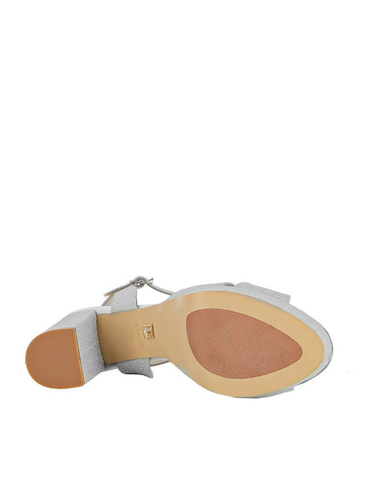 Leder Sandalen mit Strass Silber