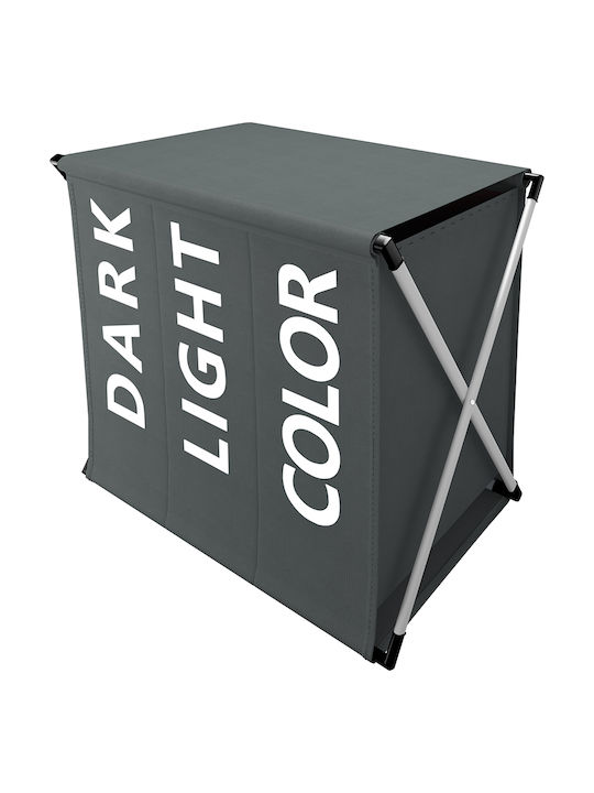 Bakaji Collapsible Metallic Laundry Basket 64x38x62cm Grey